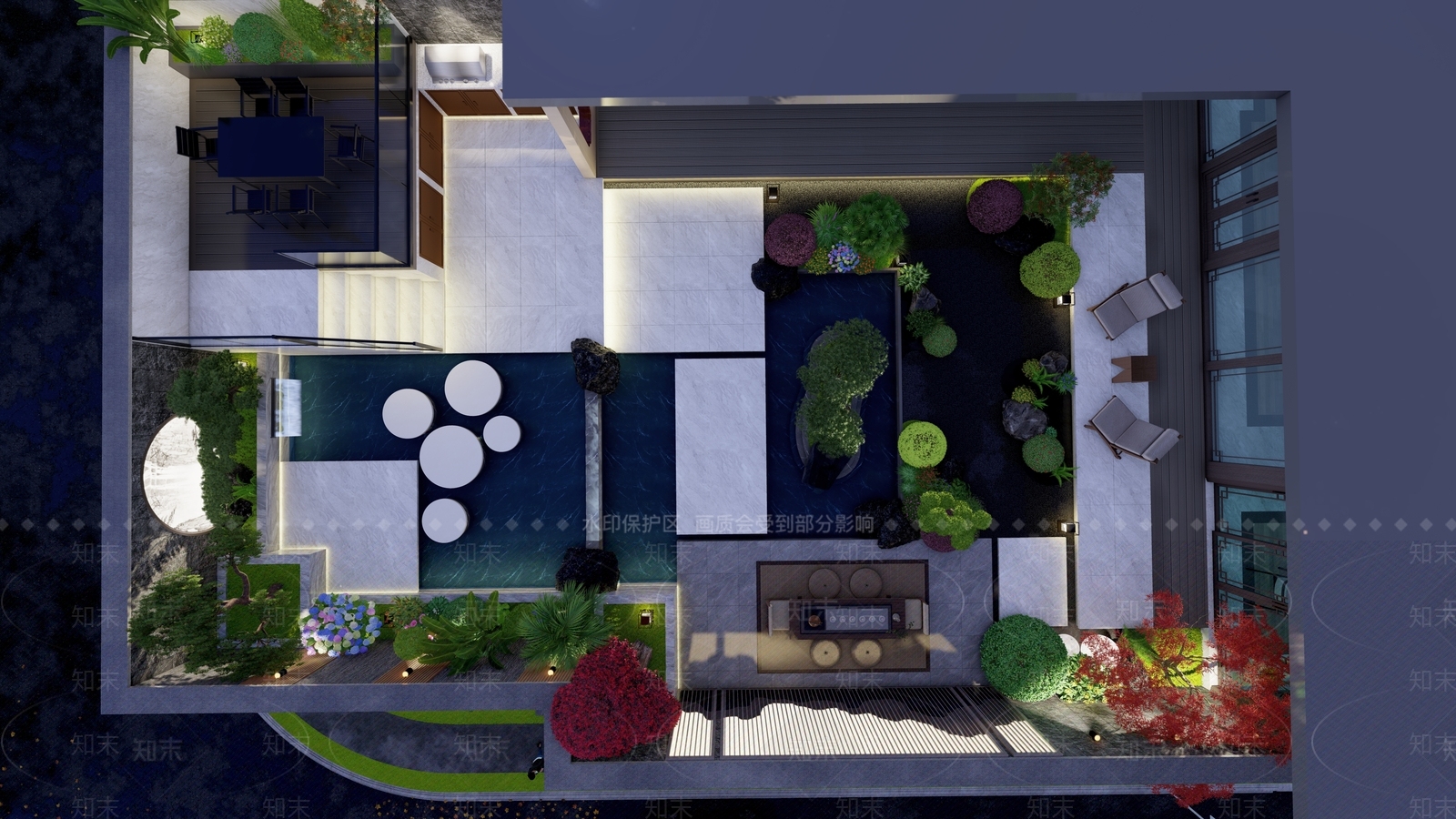 新中式屋顶花园SU模型下载【ID:1191477631】