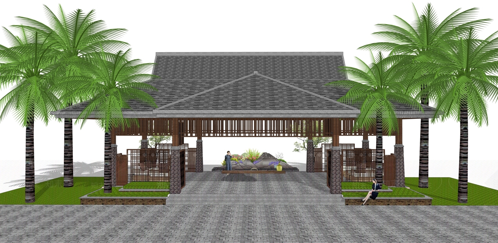 现代亭子SU模型下载【ID:1191461547】