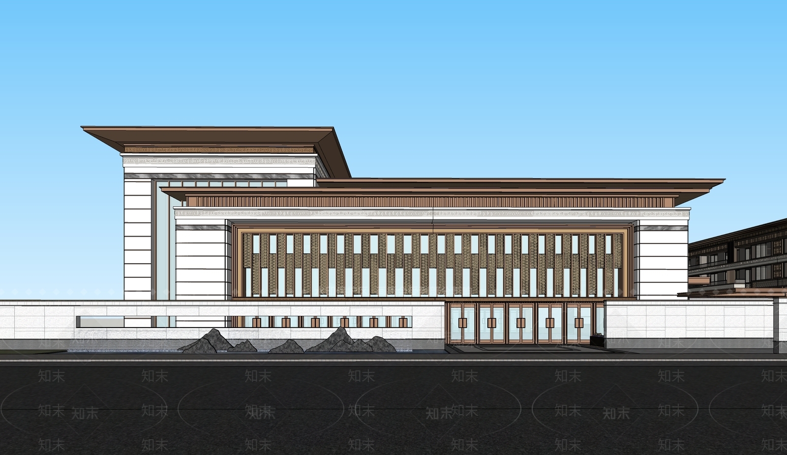 新中式商业景观SU模型下载【ID:1191462224】