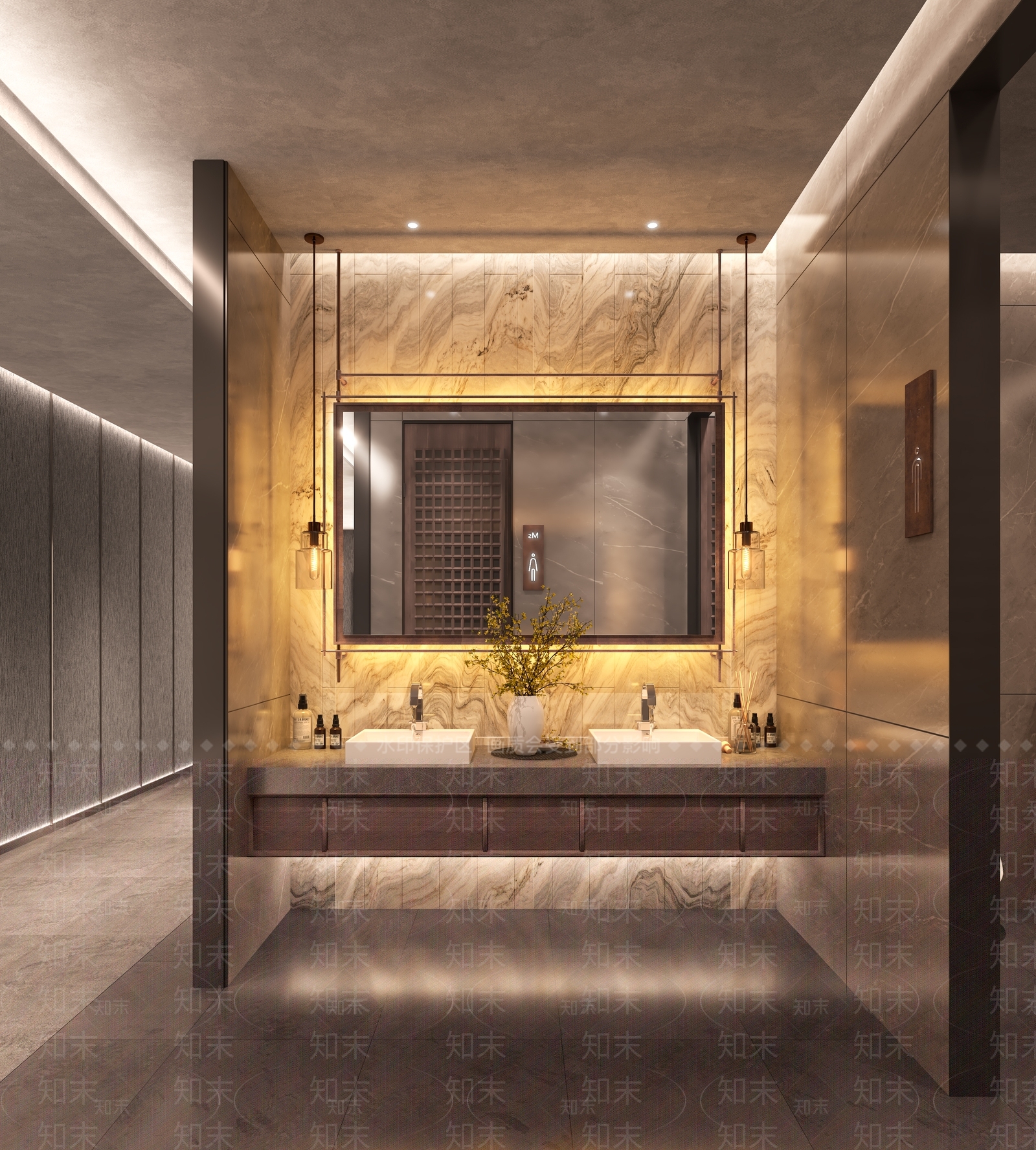 新中式中古酒店卫生间3D模型下载【ID:1191462697】