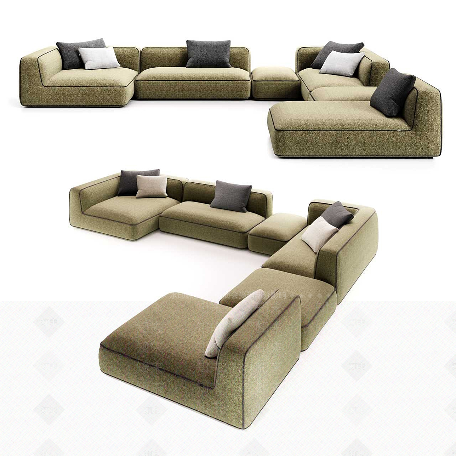 现代双人沙发3D模型下载【ID:1191463097】