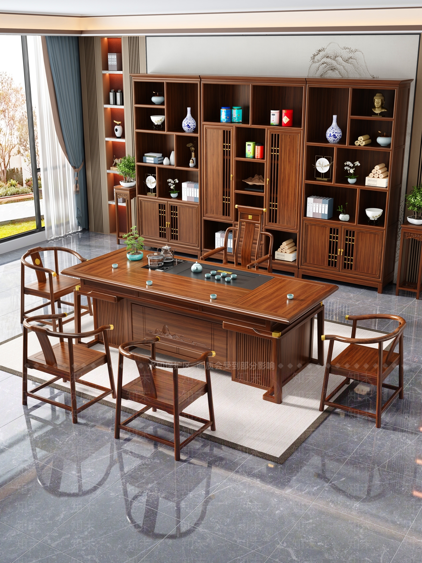 新中式中式茶室3D模型下载【ID:1191463424】