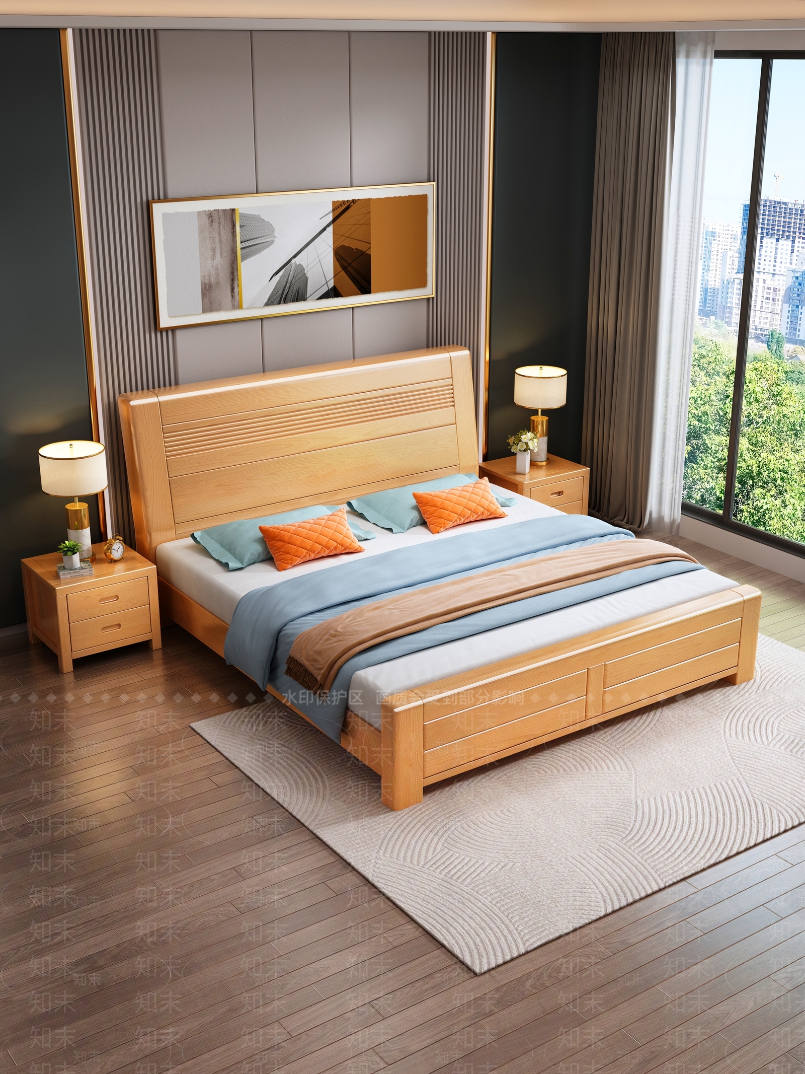 简约中式家居卧室3D模型下载【ID:1191463946】