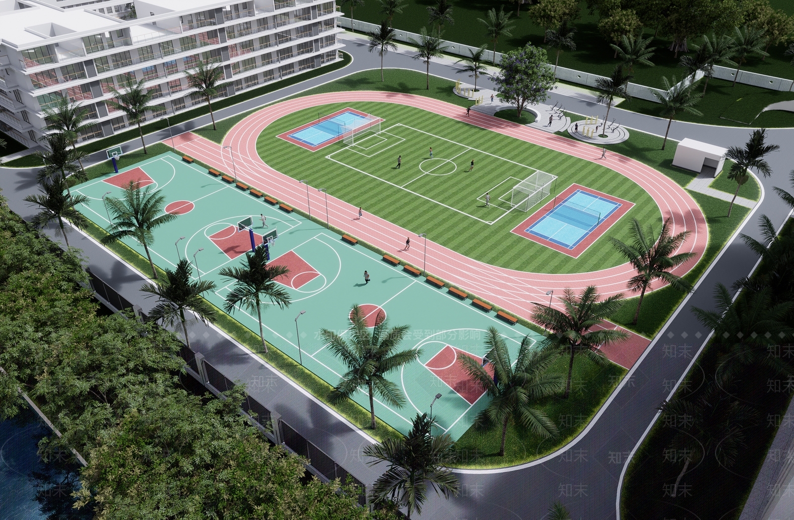 现代校园景观SU模型下载【ID:1191465179】