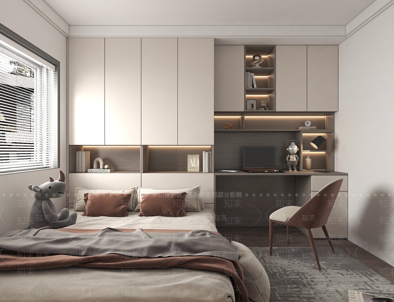 现代意式榻榻米卧室3D模型下载【ID:1191465375】