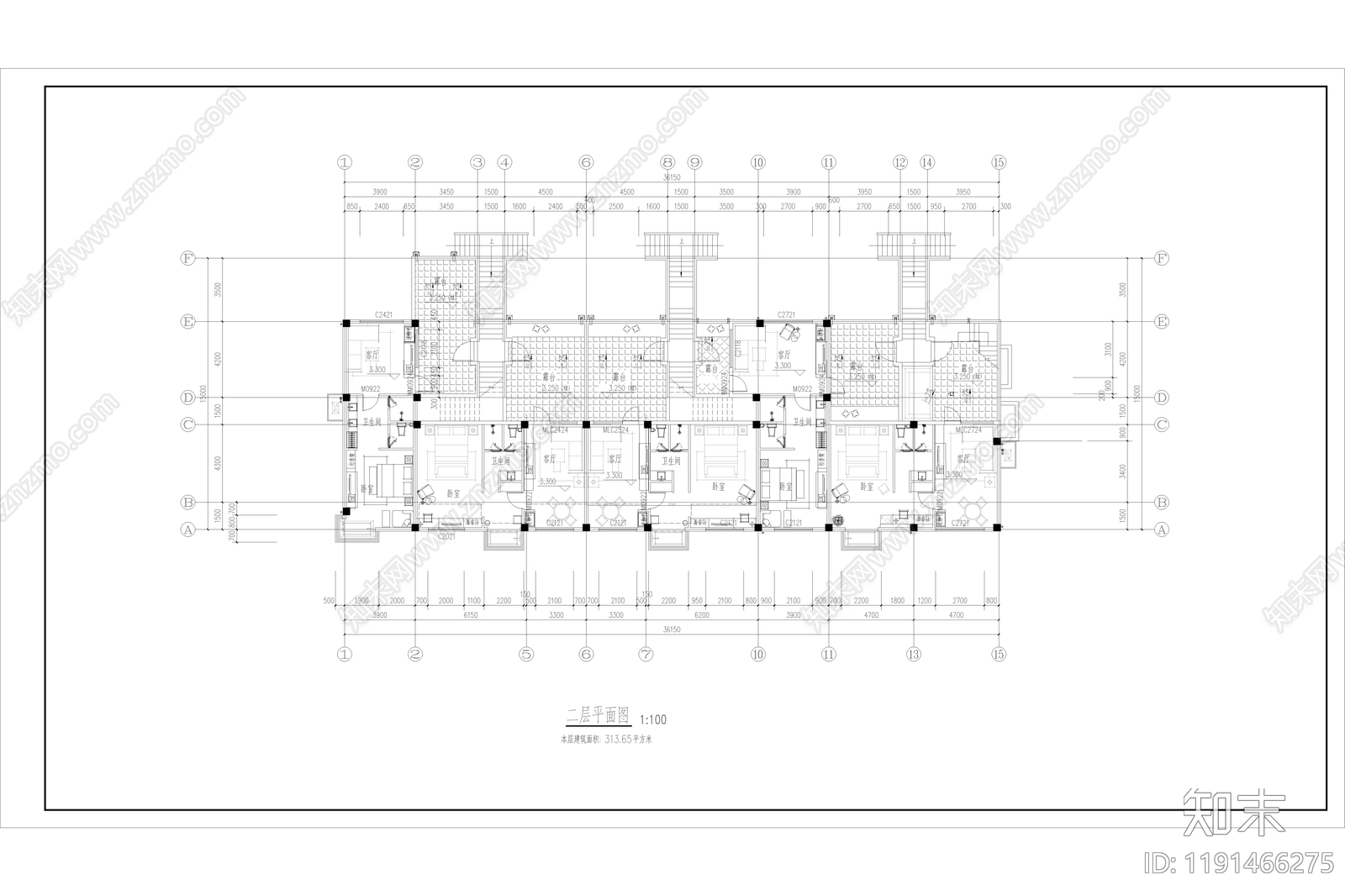 新中式中古民宿建筑cad施工图下载【ID:1191466275】