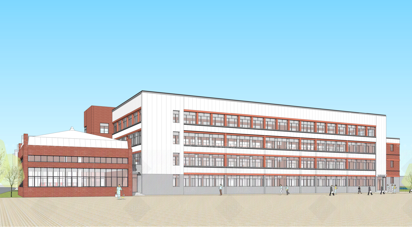 现代简约学校建筑SU模型下载【ID:1191618305】