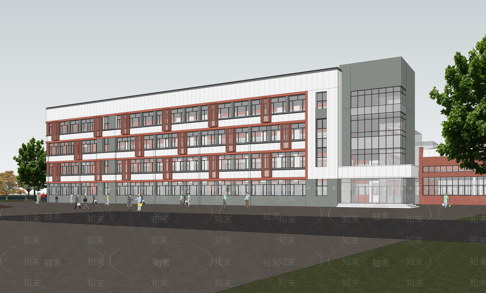 现代简约学校建筑SU模型下载【ID:1191618305】