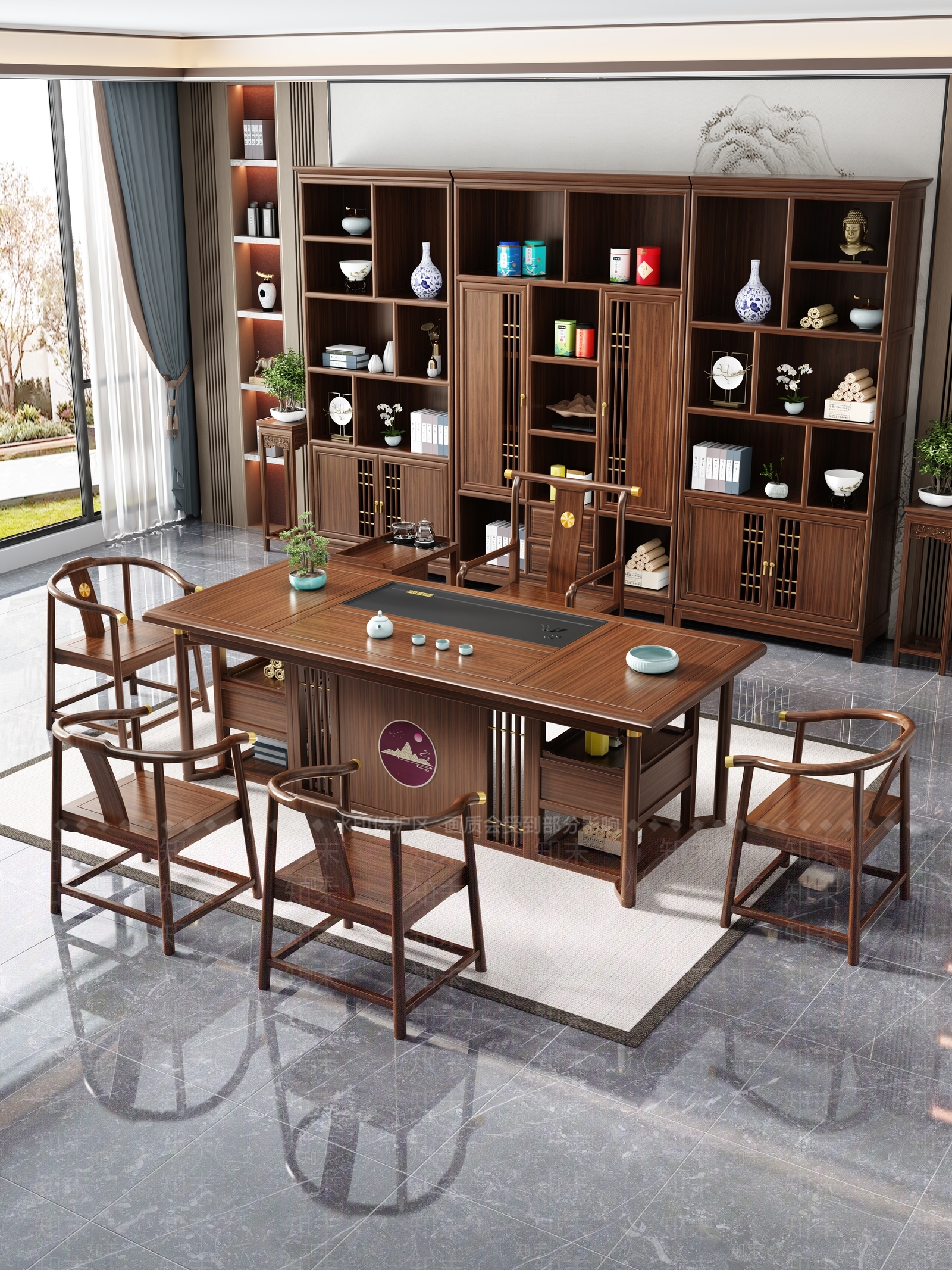 新中式中式茶室3D模型下载【ID:1191468744】