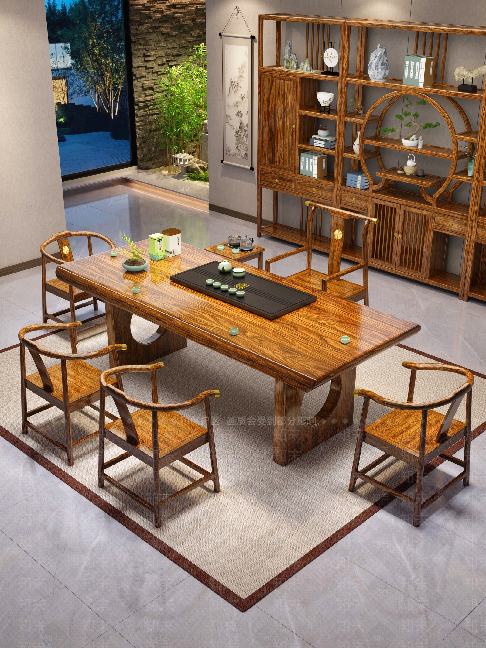 新中式中式茶室3D模型下载【ID:1191468855】