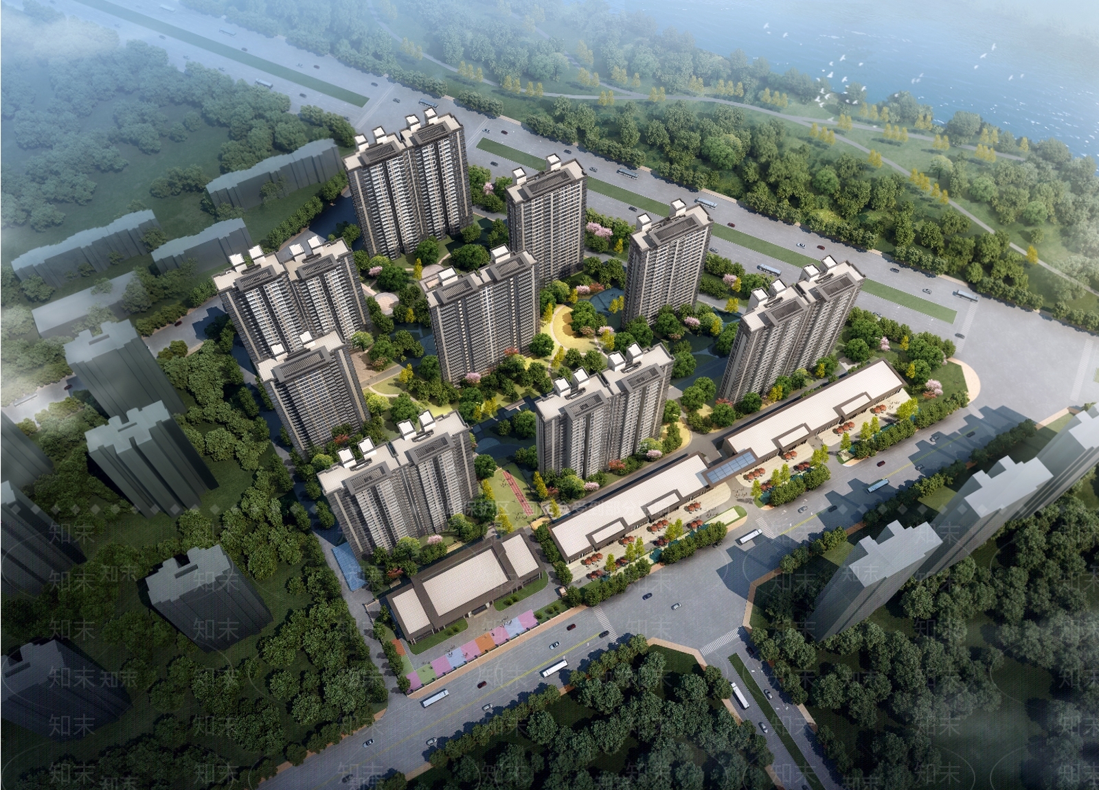 新中式高层住宅SU模型下载【ID:1191469481】