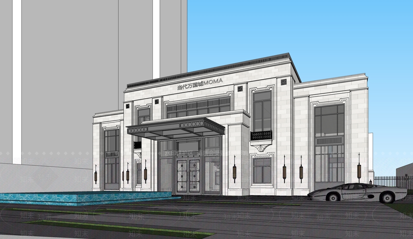 欧式售楼处建筑SU模型下载【ID:1191470575】