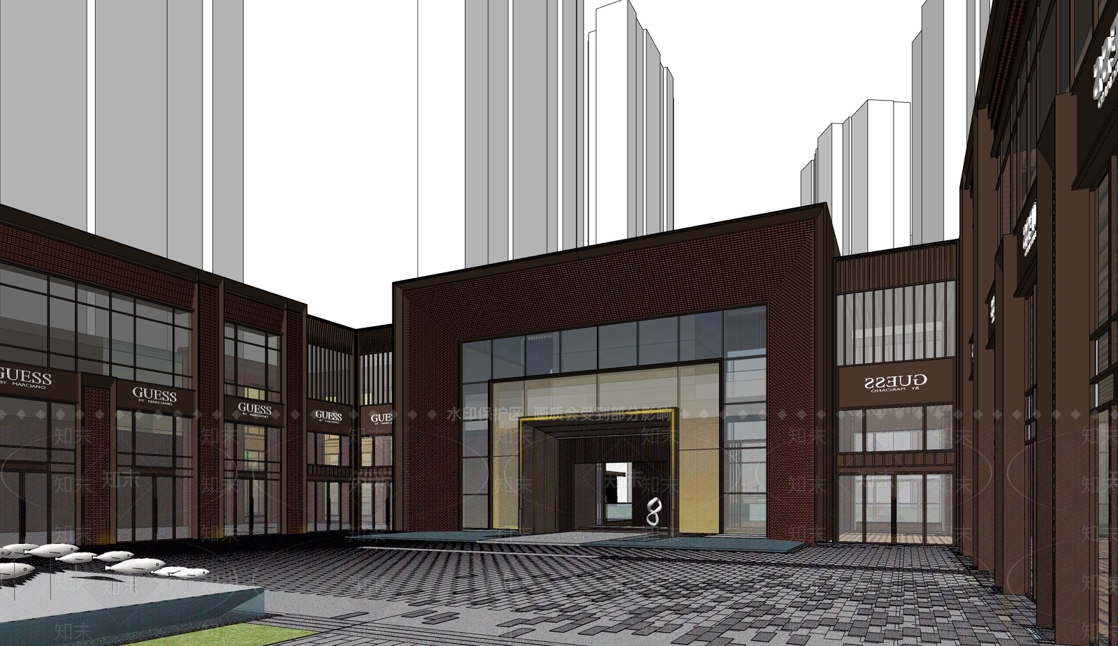 现代售楼处建筑SU模型下载【ID:1191470549】