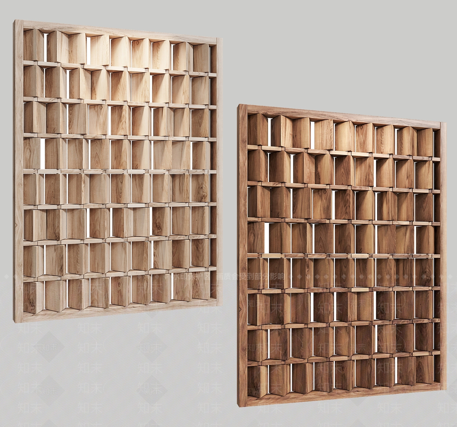 中古原木隔断SU模型下载【ID:1191471618】