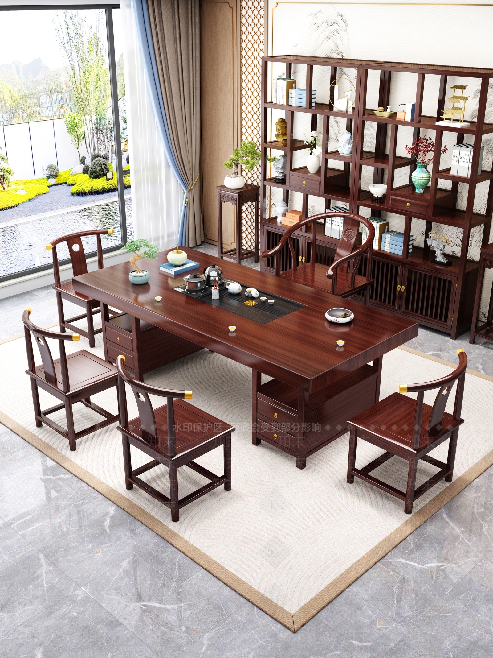 新中式中式茶室3D模型下载【ID:1191474658】