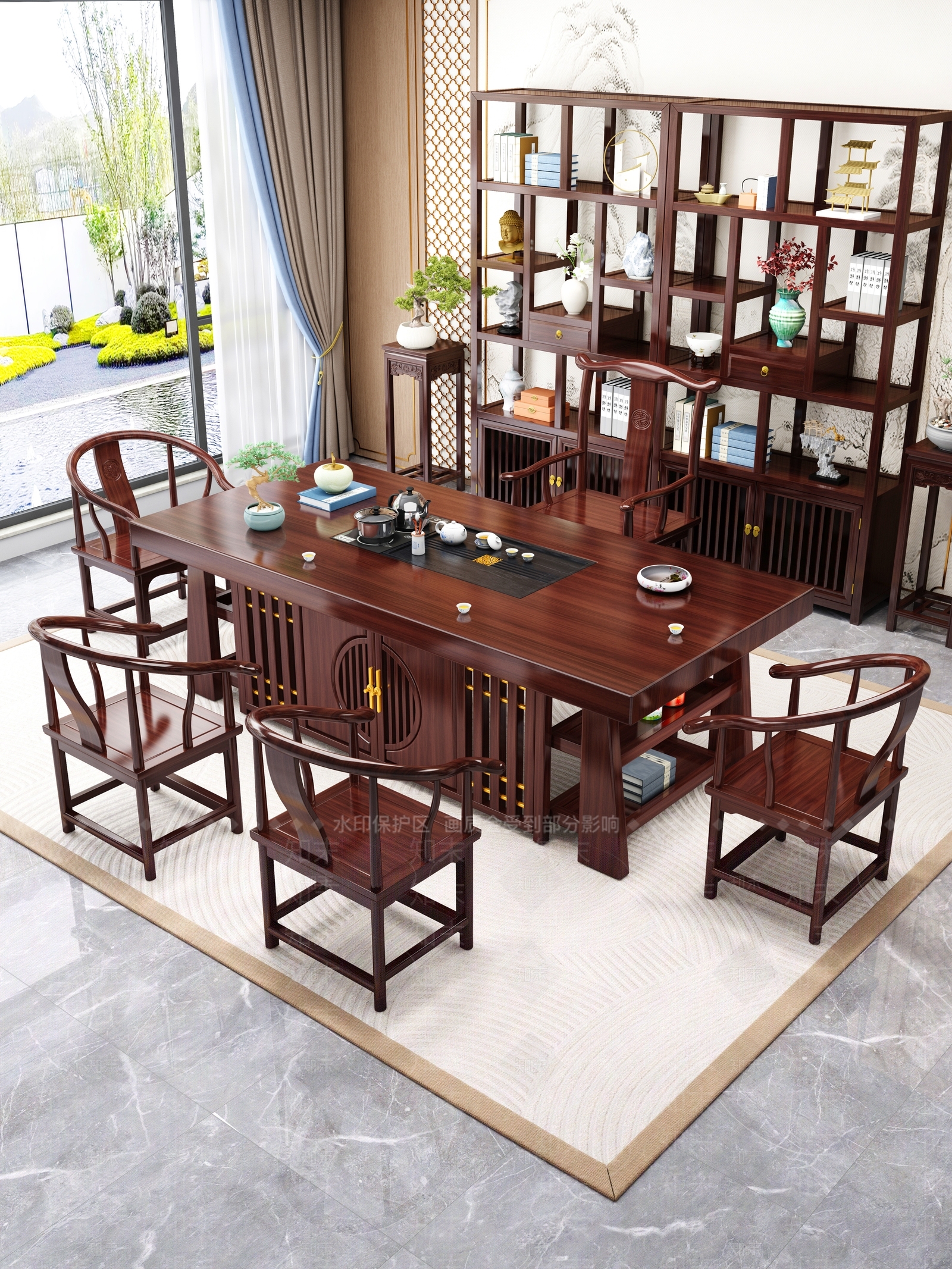 新中式中式茶室3D模型下载【ID:1191474844】