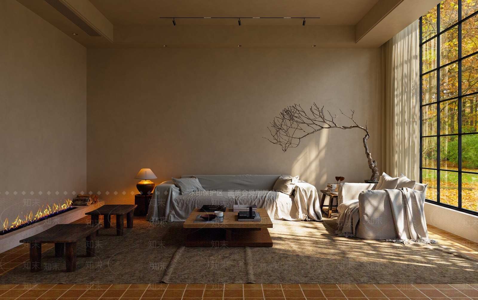 侘寂中古家居客厅3D模型下载【ID:1191475613】