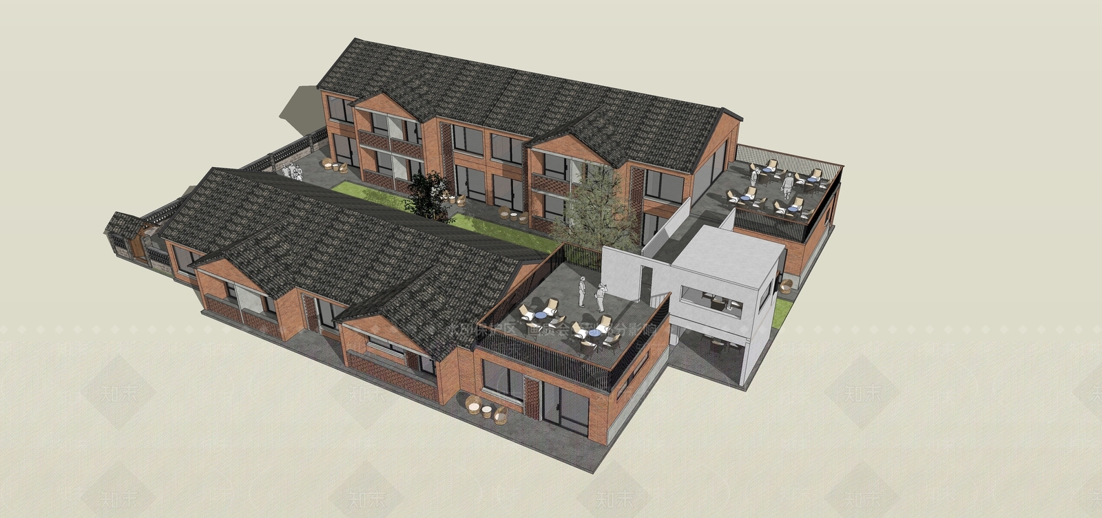 新中式小公建SU模型下载【ID:1191477008】
