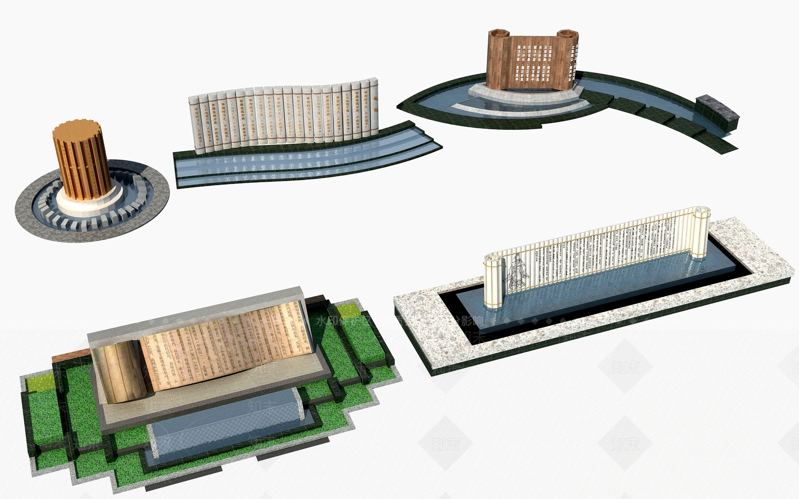 新中式景观雕塑3D模型下载【ID:1191478097】
