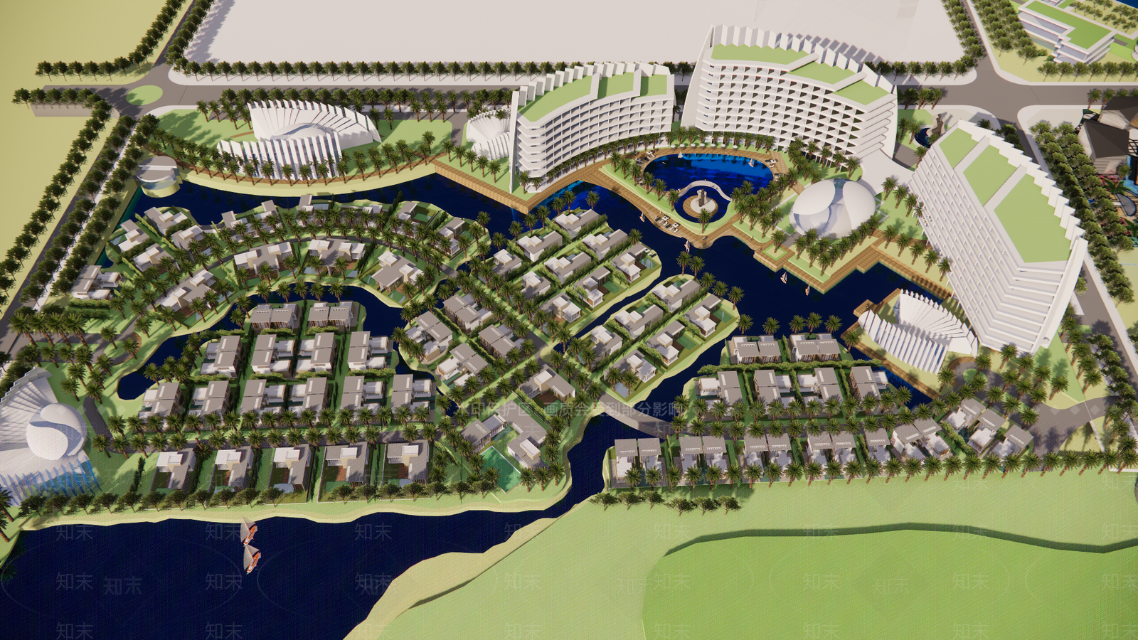 现代轻奢酒店建筑SU模型下载【ID:1191478815】