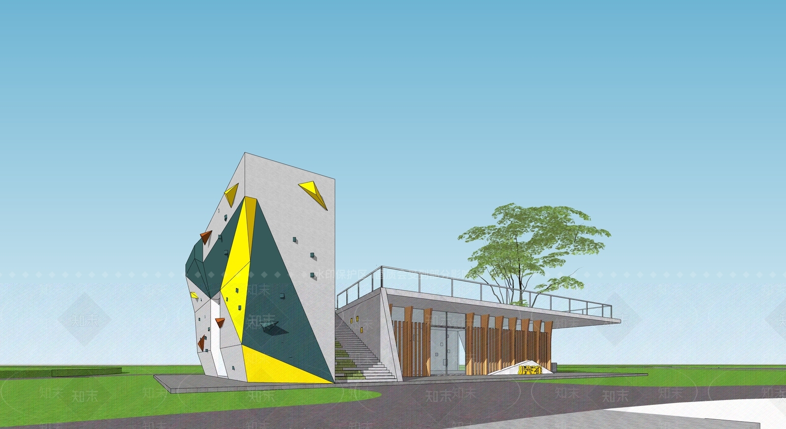 现代新中式小公建SU模型下载【ID:1191480654】