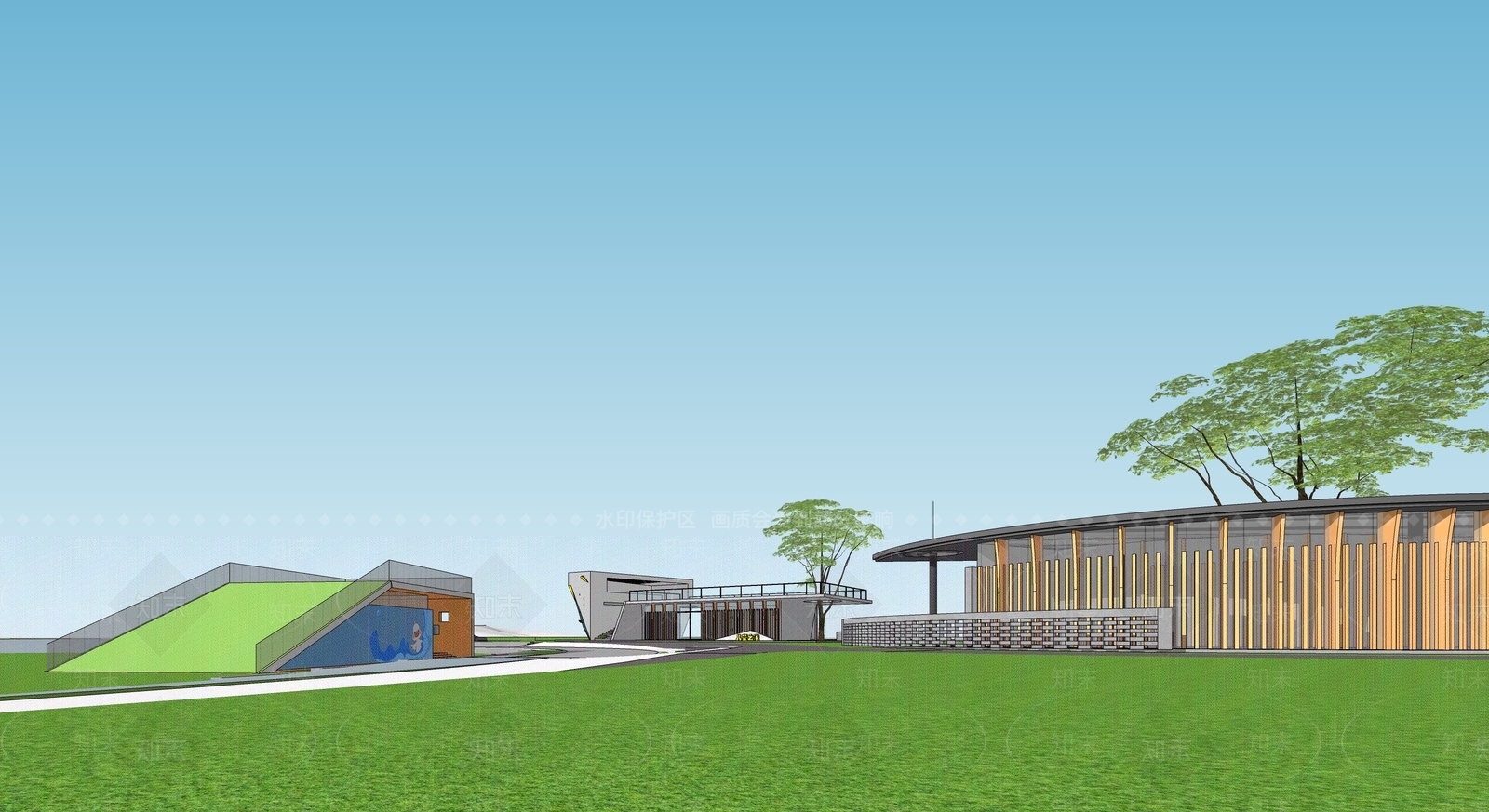 现代新中式小公建SU模型下载【ID:1191480654】