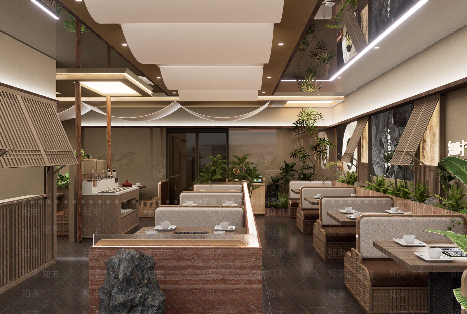 侘寂中古中餐厅SU模型下载【ID:1191480998】