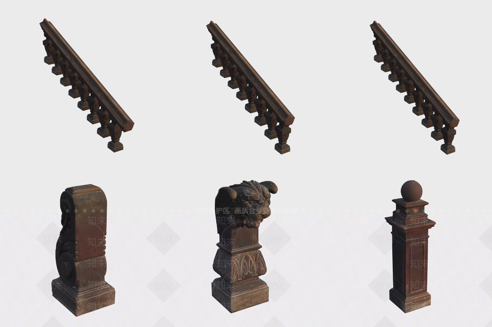 中式柱子3D模型下载【ID:1191481396】