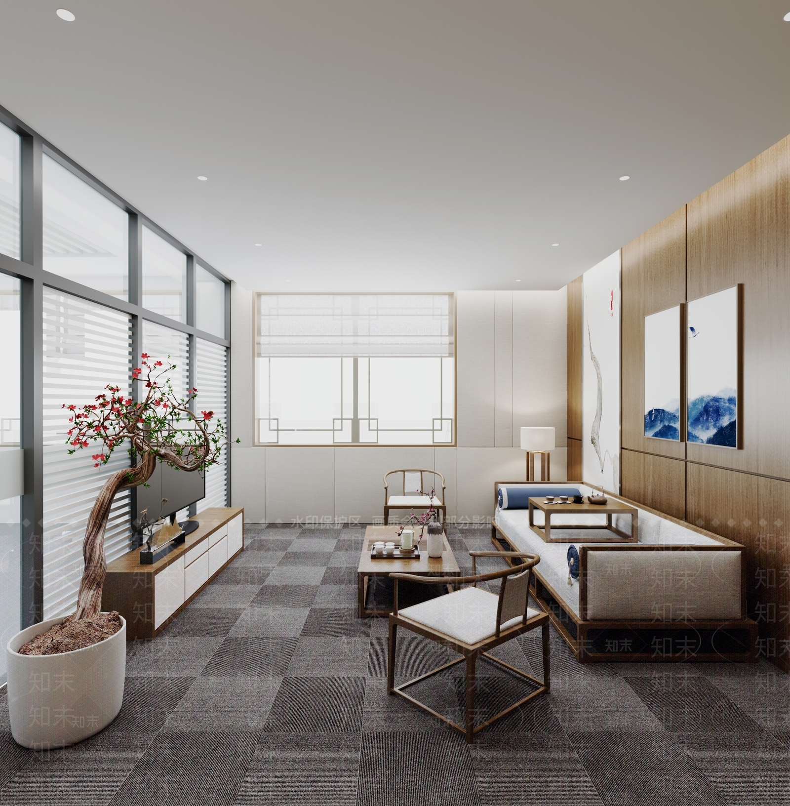 现代新中式家居客厅3D模型下载【ID:1191481973】