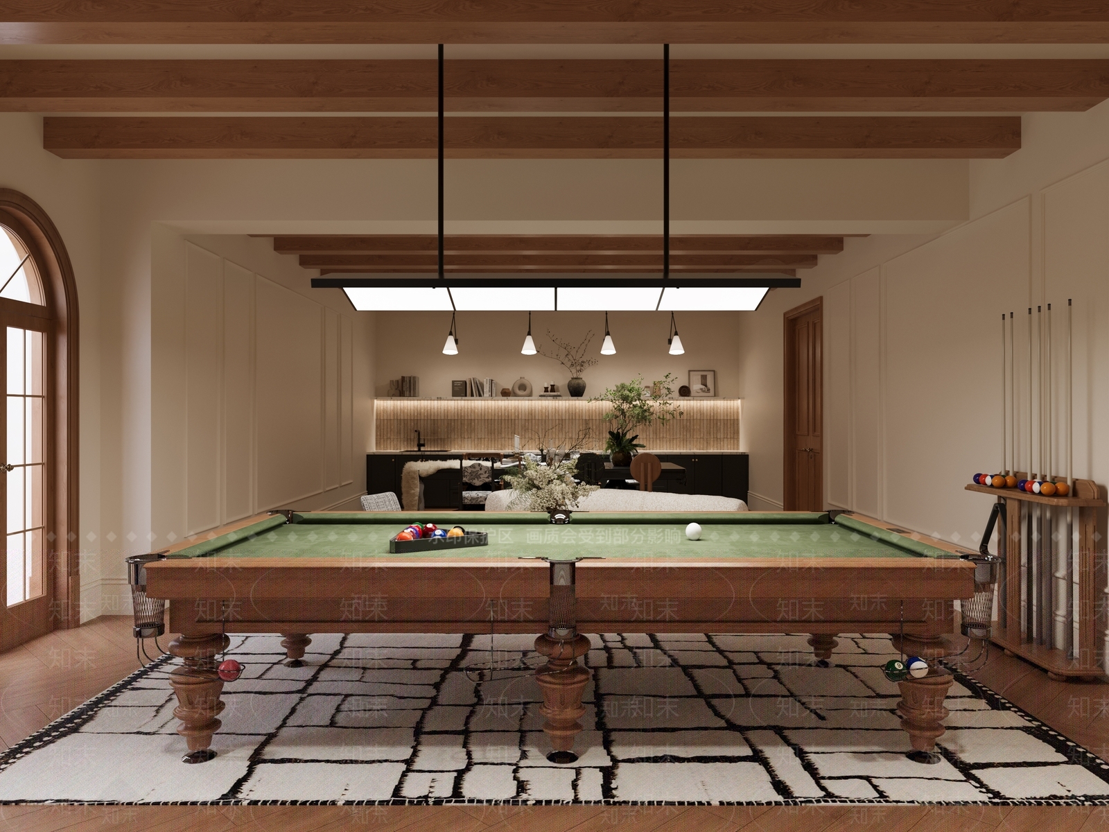 法式复古台球室3D模型下载【ID:1191483910】