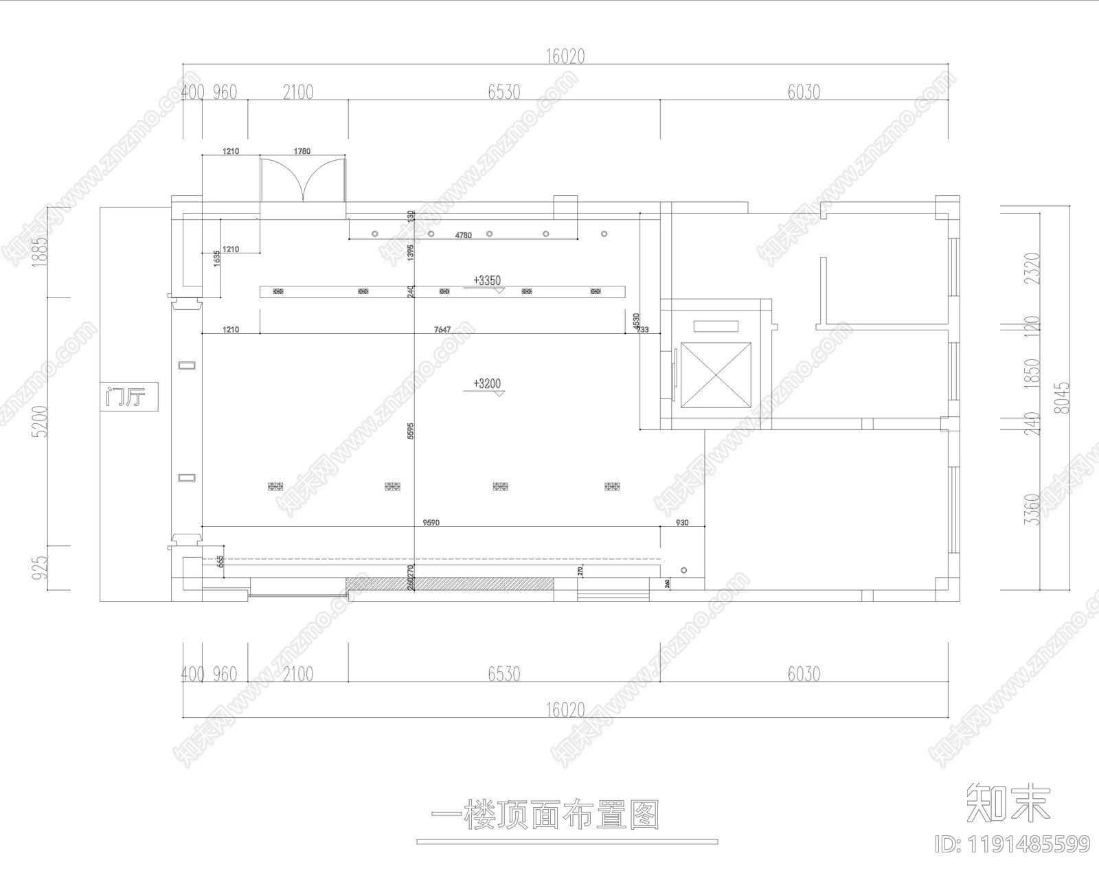 现代开放办公室cad施工图下载【ID:1191485599】