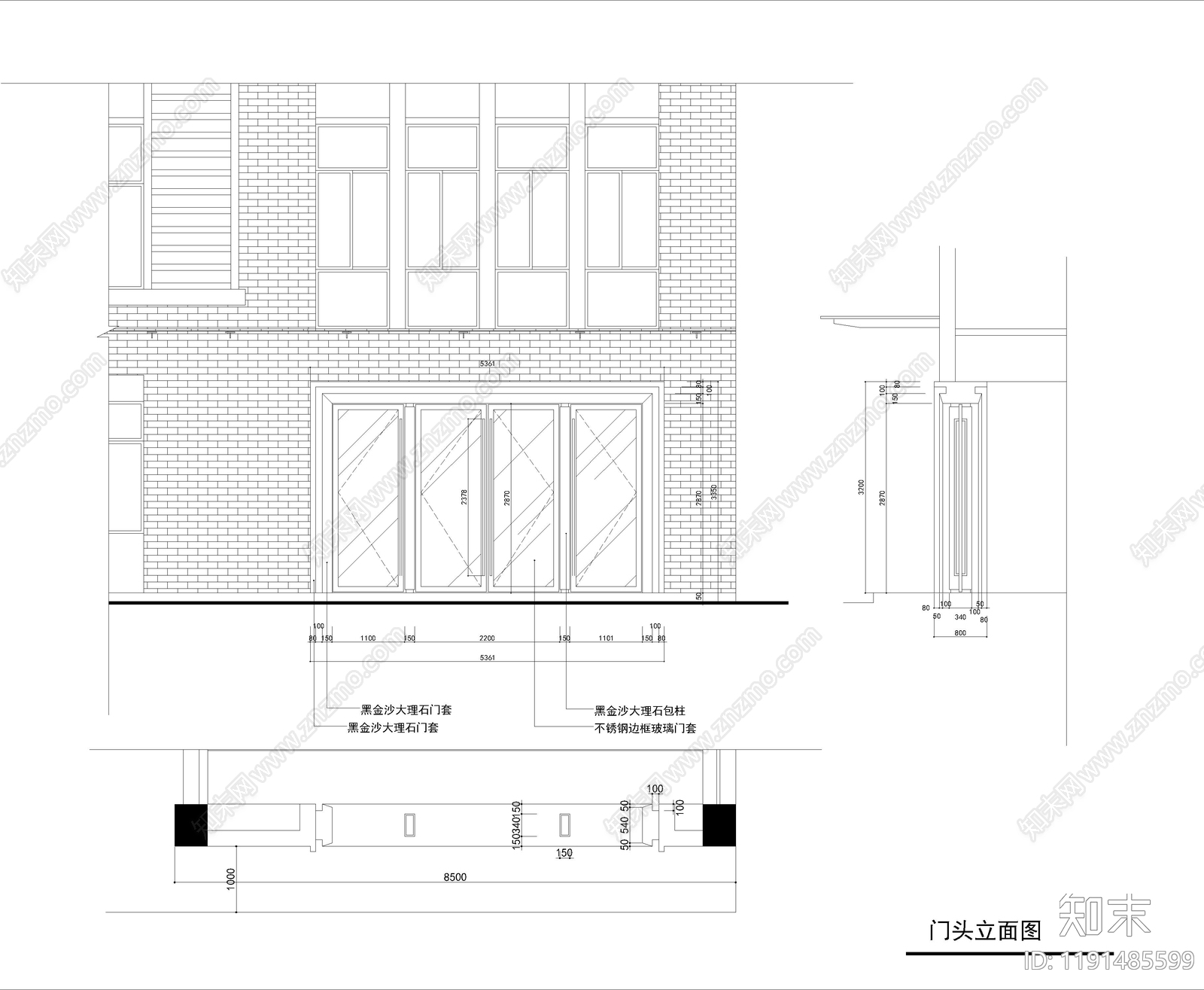 现代开放办公室cad施工图下载【ID:1191485599】