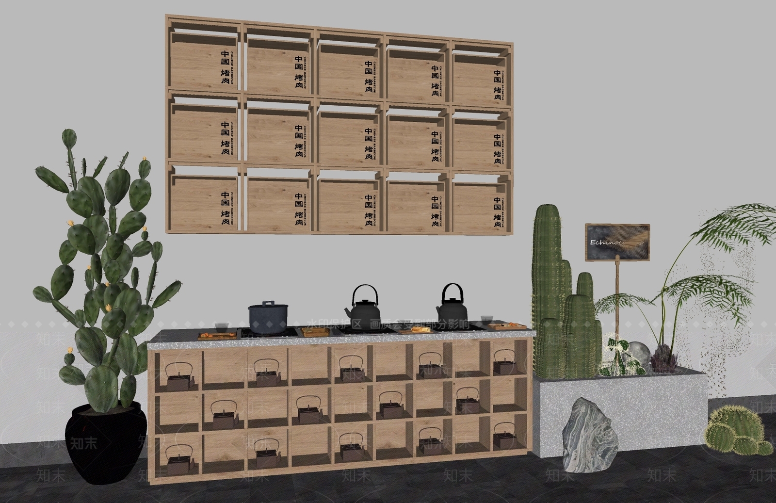 新中式茶馆SU模型下载【ID:1191485815】