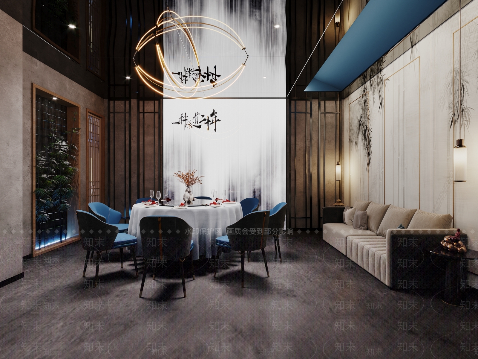 新中式现代包厢3D模型下载【ID:1191487982】