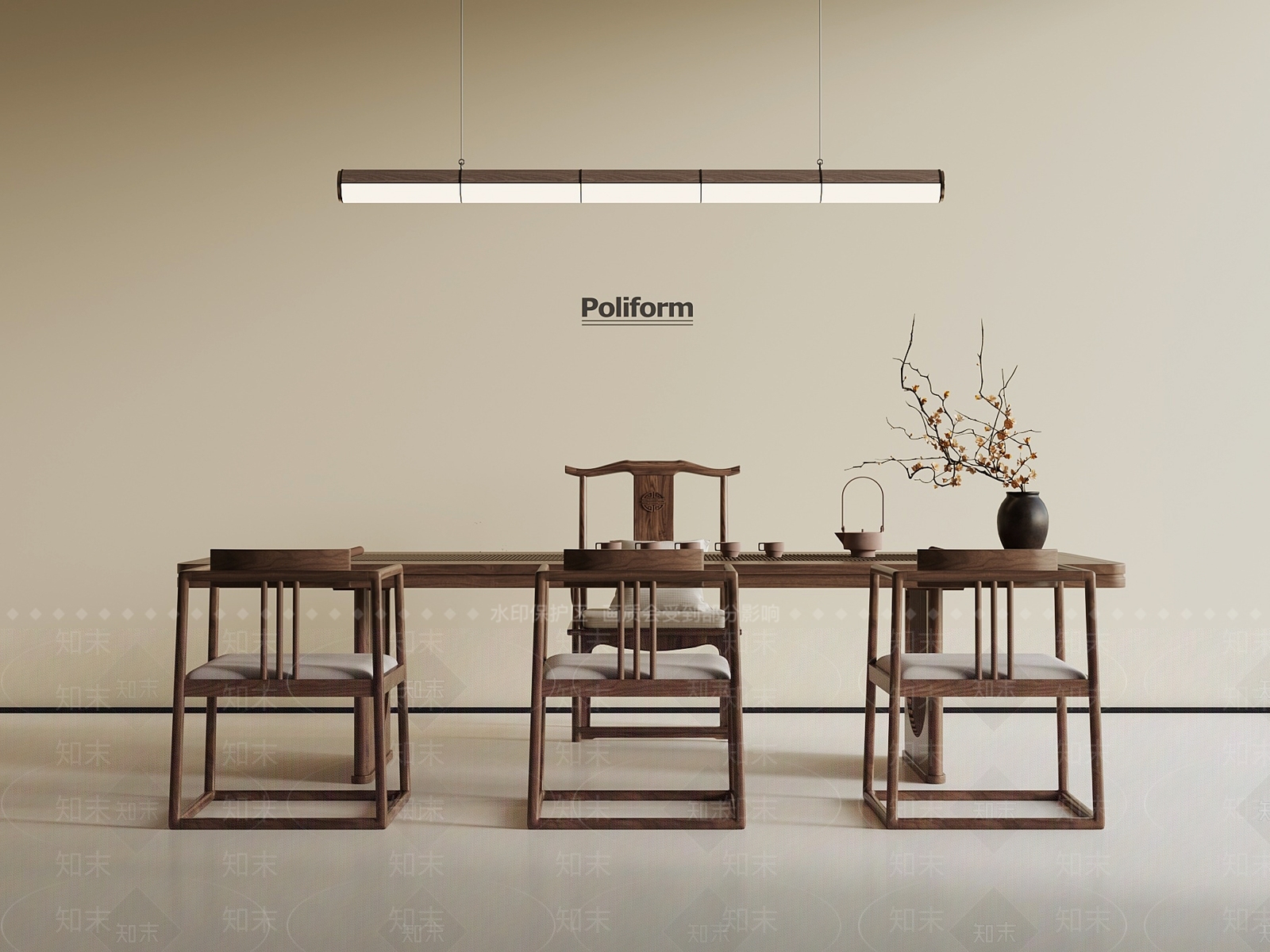 新中式茶桌椅SU模型下载【ID:1191489350】