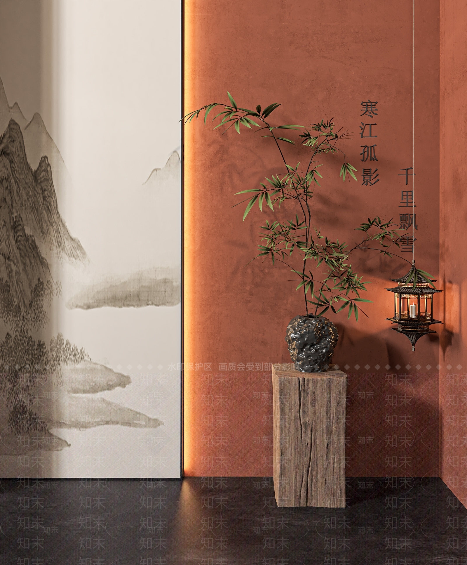 新中式中古花艺3D模型下载【ID:1191490562】
