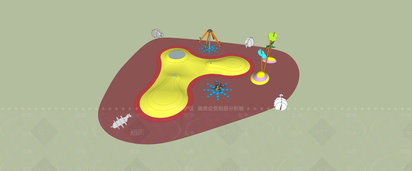 现代儿童游乐区SU模型下载【ID:1191490627】