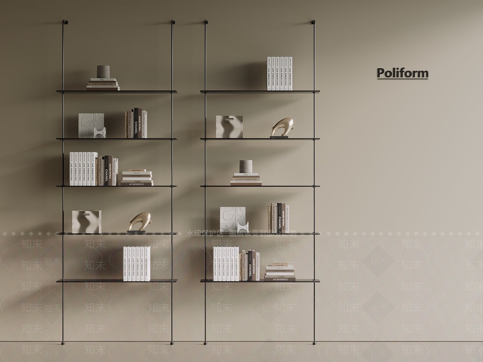 轻奢极简书架SU模型下载【ID:1191492638】
