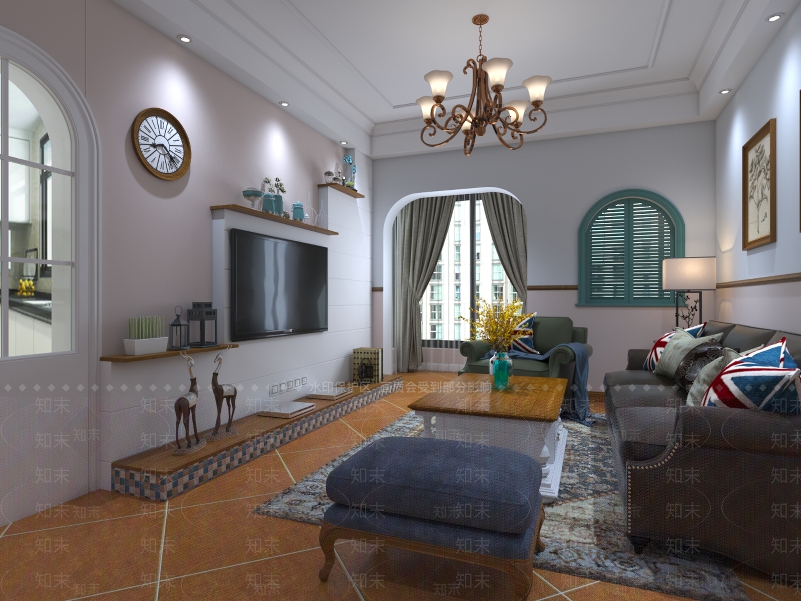 欧式简欧家居客厅3D模型下载【ID:1191493429】