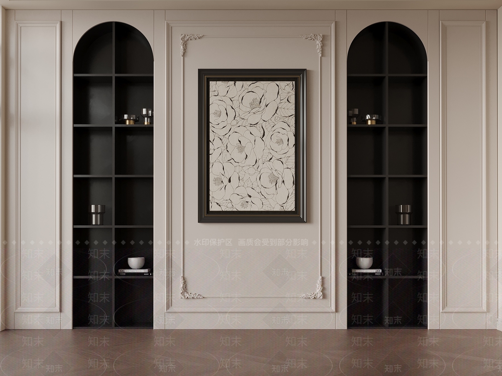 法式书柜3D模型下载【ID:1191494570】