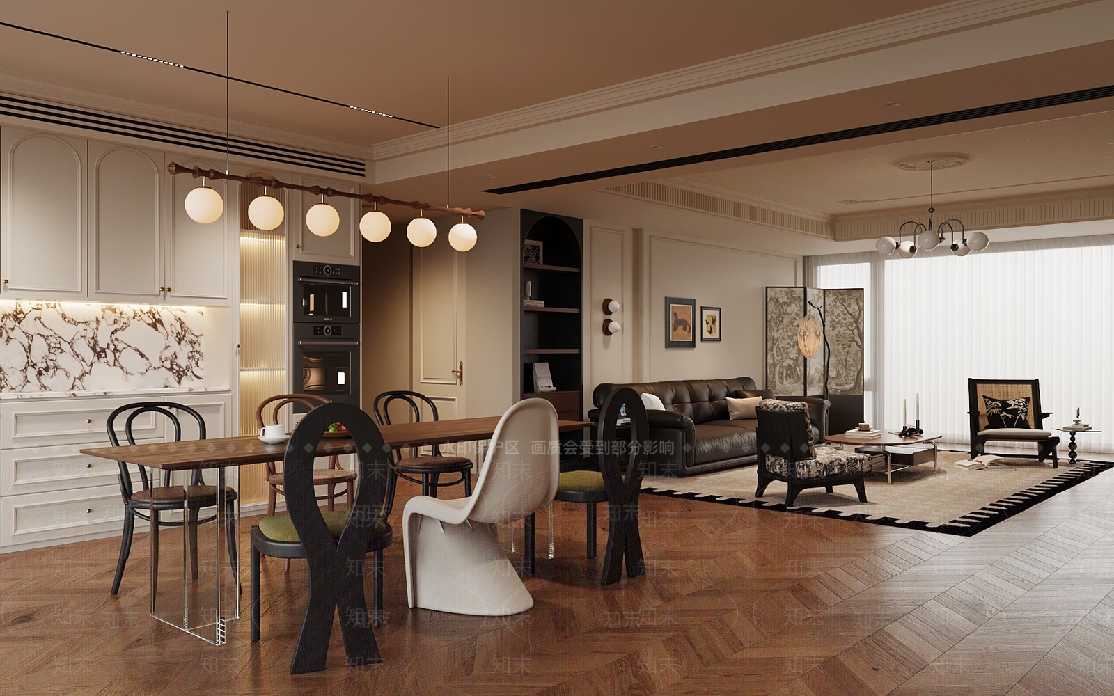 法式客餐厅3D模型下载【ID:1215100807】