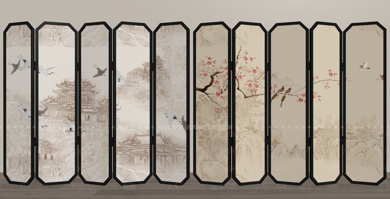 新中式屏风SU模型下载【ID:1191497981】