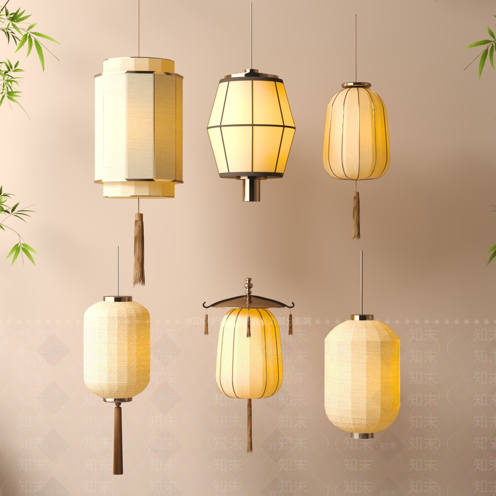 现代新中式灯笼3D模型下载【ID:1191498606】