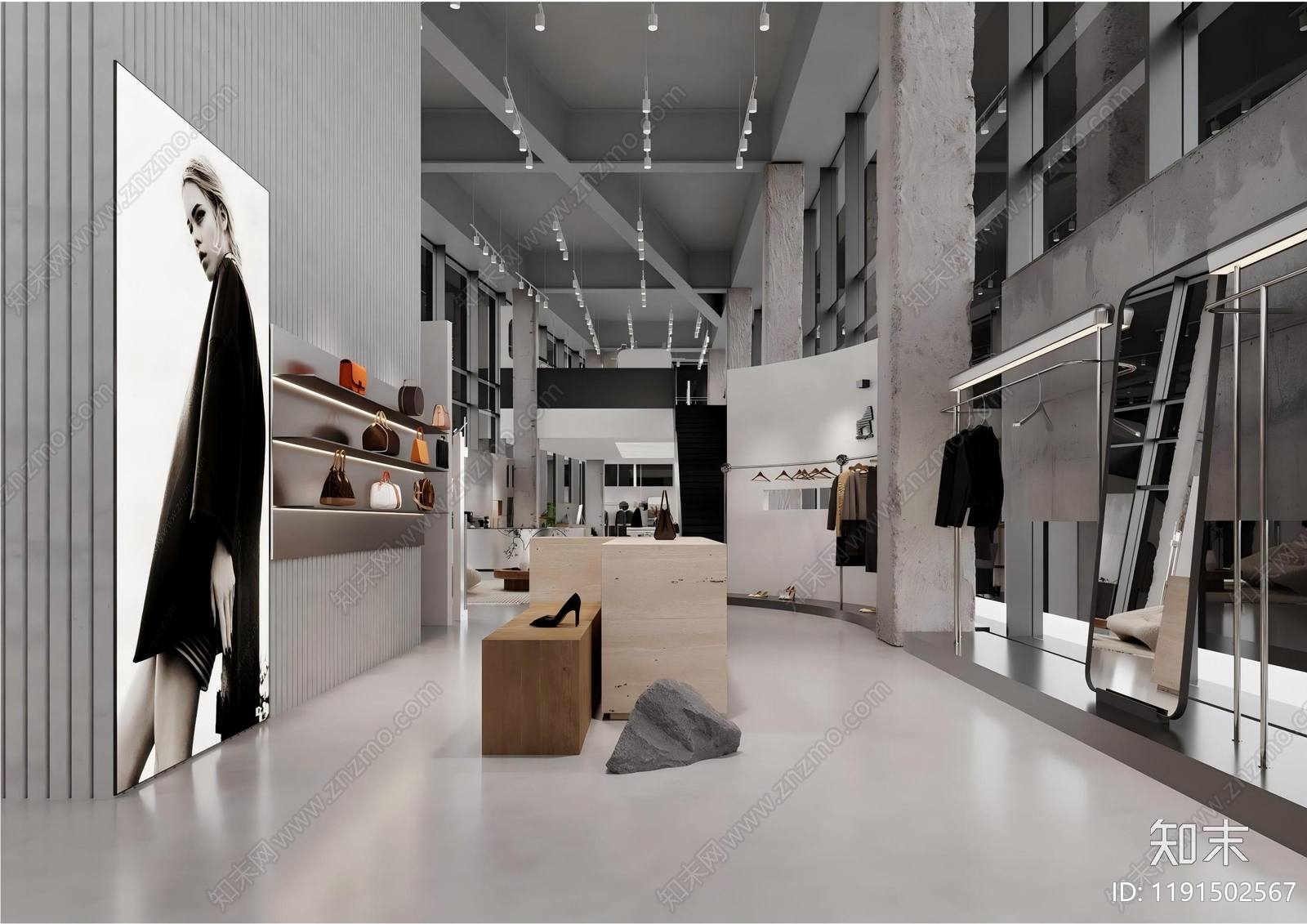 极简轻奢服装店cad施工图下载【ID:1191502567】