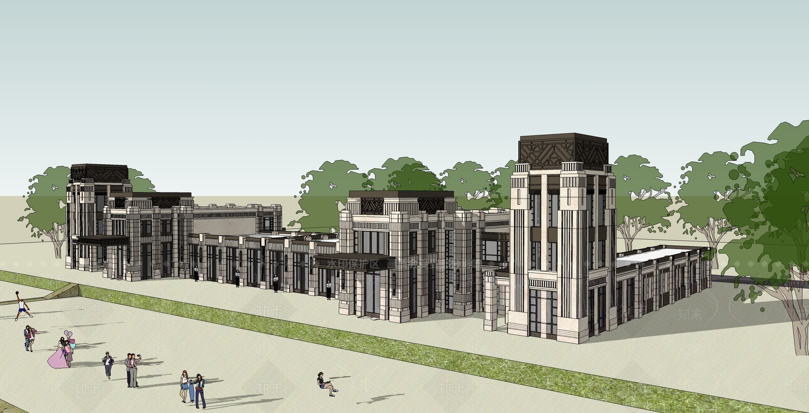 欧式售楼处建筑SU模型下载【ID:1191502993】