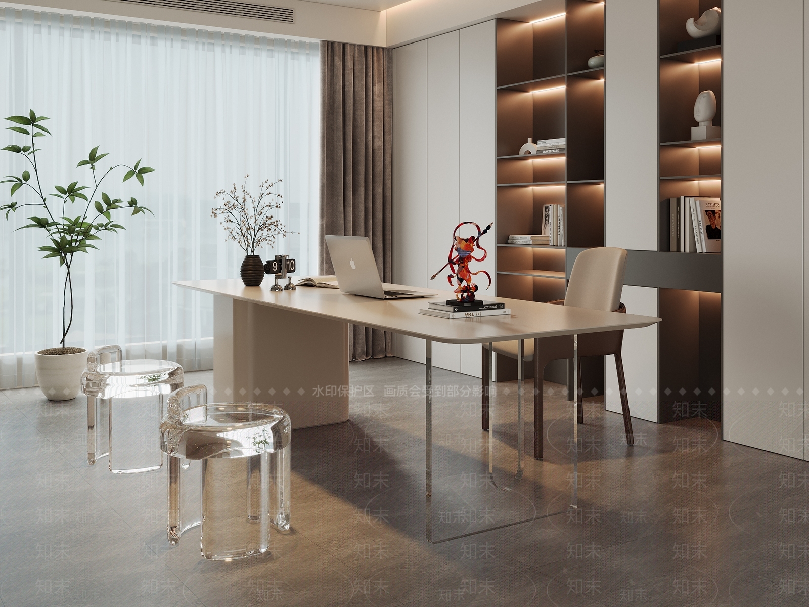 现代轻奢书房3D模型下载【ID:1191503583】