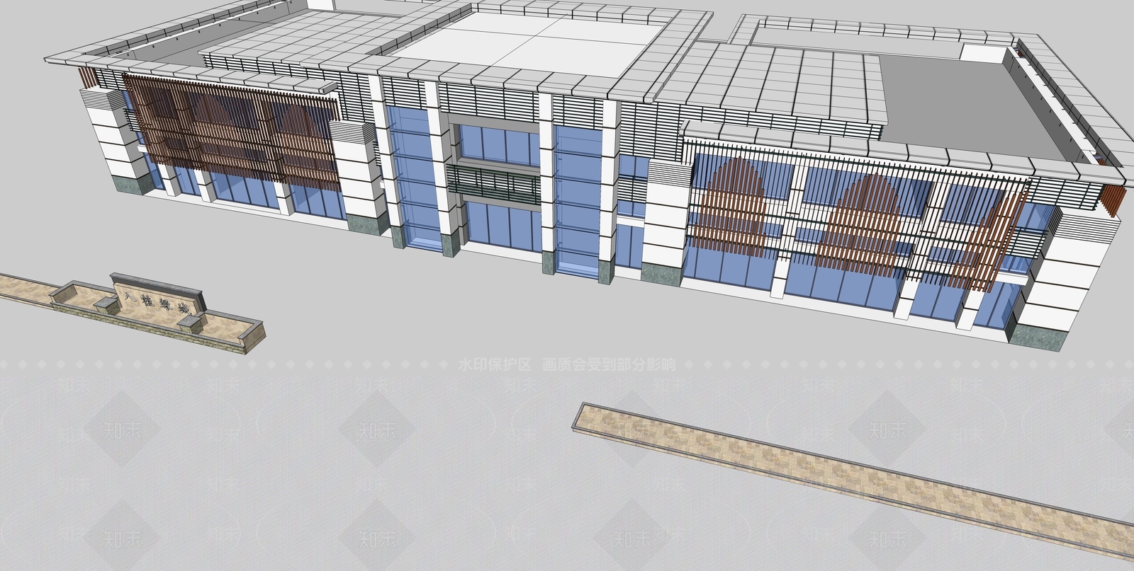 现代售楼处建筑SU模型下载【ID:1191505409】