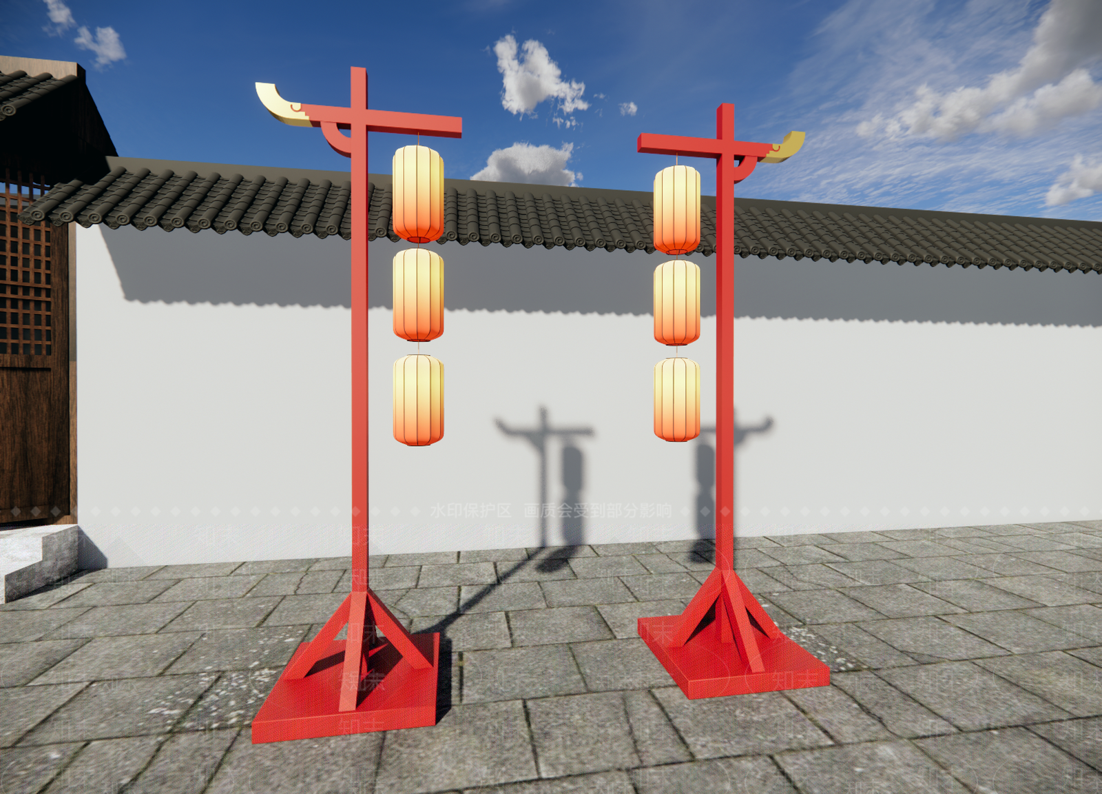 中式灯笼SU模型下载【ID:1191507811】