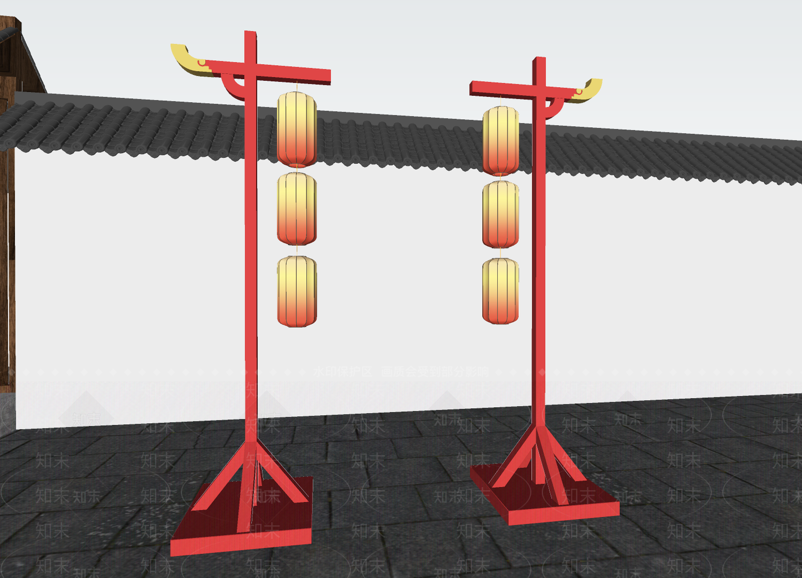 中式灯笼SU模型下载【ID:1191507811】