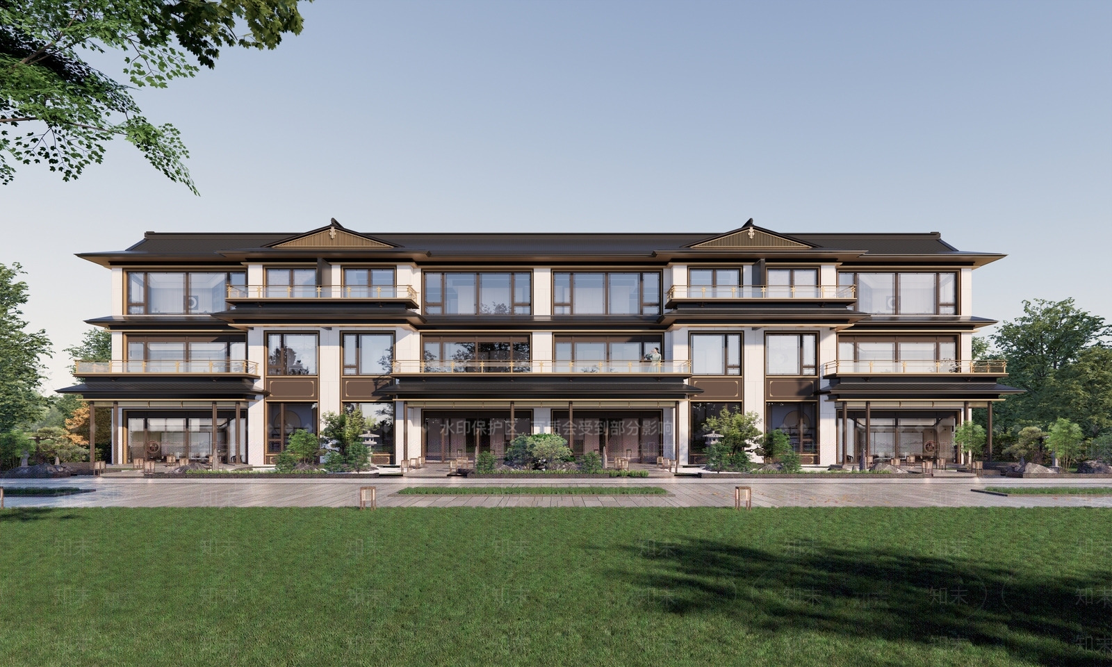新中式别墅SU模型下载【ID:1191510077】